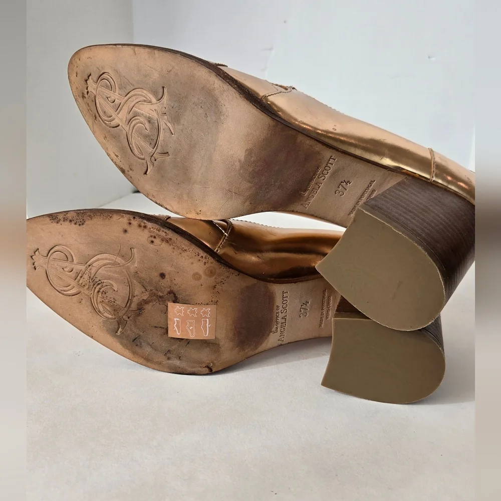 The office of Angela Scot Elegant Rose Gold Metallic Heels